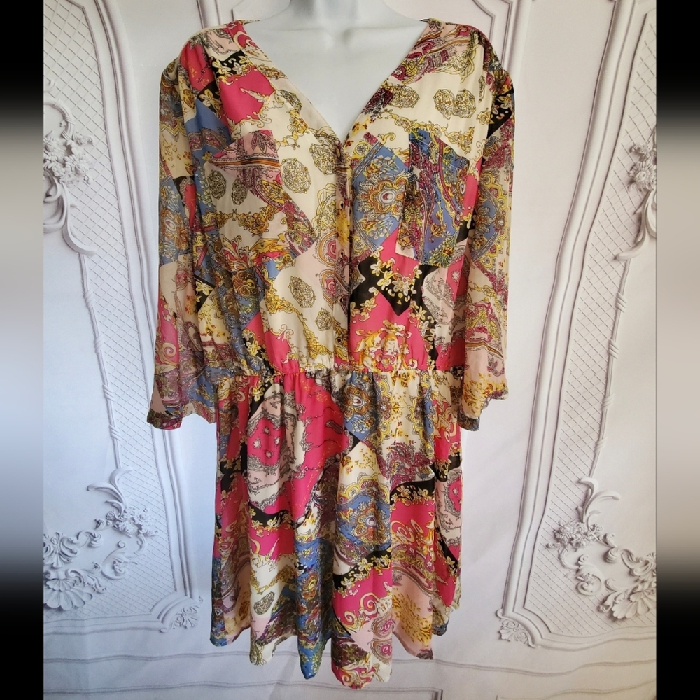 Umgee Pink and Blue Paisley Dress